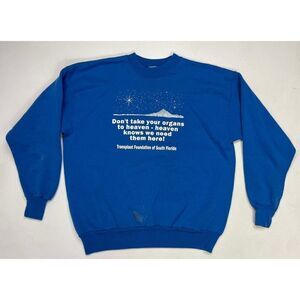 VINTAGE Don't Take Your Organs To Heaven Florida Sweatshirt Men Large Blue